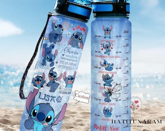 Botella de agua Stitch, botella de bebida Stitch, botella de agua Stitch de 32 oz, botella Stitch personalizada, botella Lilo y Stitch, botella fitness