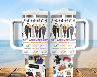 Vaso con la firma del 30.º aniversario de Friends (1994-2024), vaso con asa de la serie "Friends", "Adiós Bing", vaso de película