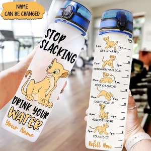 Nala Water Tracker Bottle, Nala Lion King Bottle, Disneyland Workout Water Bottle, Personalized Bottle 32oz, Nala And Simba Bottle