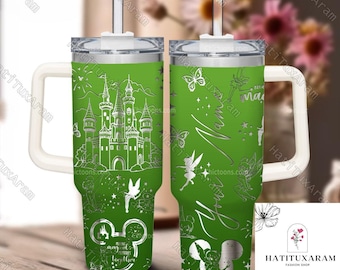 Gobelet gravé fée clochette Disney 40 oz, gobelet fée Disney, gobelet en acier inoxydable 40 oz, Believe Tinkerbell, Magic Kingdom, Peter Pan