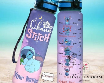 Botella de agua Stitch, botella de agua Stitch de 32 oz, botella personalizada, botella Stitch de Disney, botella de agua para niñas, botella de fitness Stitch