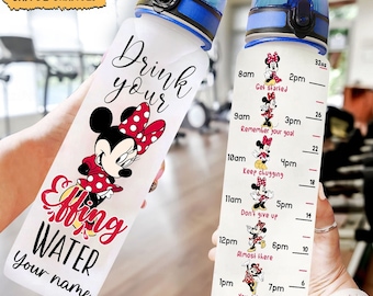 Minnie Water Bottle Tracker, Personalized Minnie Bottle, Disney Water Bottle, Minnie Mouse Bottle, Mickey And Minnie, Minnie Water Bottle