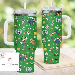 Halloween Mario Tumbler, Gaming Mario Tumbler, 40oz Drinkware Tumbler, Super Princess Peach, Super Mario Bros, Mario Birthday Gift