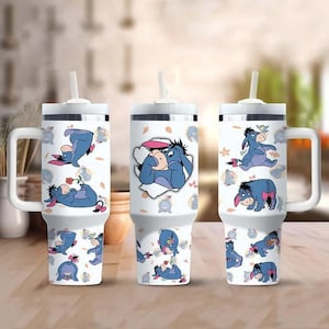Eeyore Winnie The Pooh gravierter Becher, Disney-Karikaturbecher, Eeyore Trinkbecher, Winnie Pooh 40 Unzen Edelstahlbecher