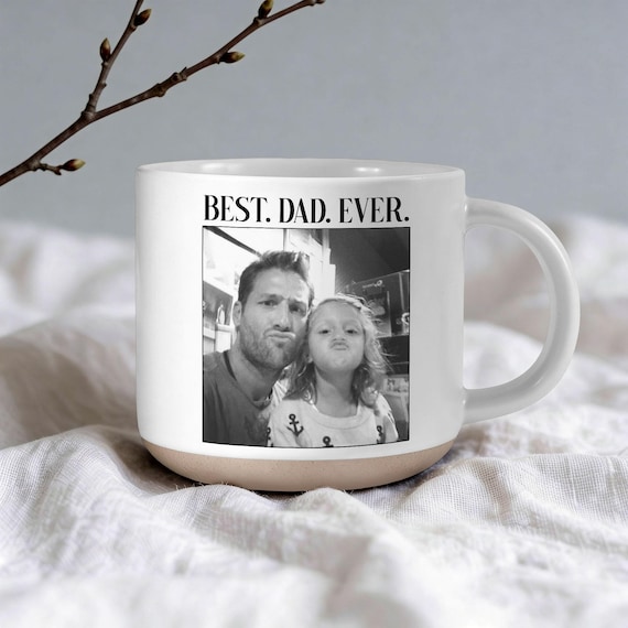 Custom Dad & Kids Photo Mug, Personalized Stoneware Mug, Best Dad Ever Coffee Cup, Father’s Day Gift from Kids, Custom Pottery  Mug Gift