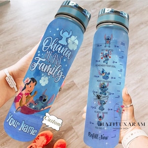 Stitch And Lilo Bottle, Stitch Workout Bottle, Stitch Water Tracker Bottle, Personalized Stitch Water Bottle, Stitch 32Oz Water Bottle