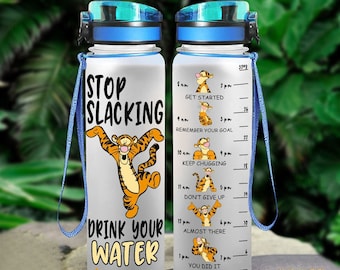 Tigger Water Tracker Bottle, Cute Tigger Water Bottle, Tigger Bottle, Fitness Water Bottle, Winnie The Pooh Bottle, Custom Tigger Bottle