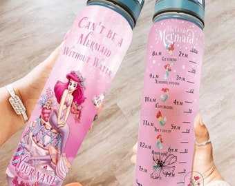 Ariel Princess Water Bottle, The Little Mermaid, Ariel Drink Bottle, Disney Princess, Ariel Sport Bottle, 32oz Motivational Bottle