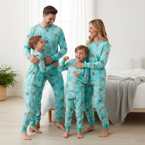 Cartoon Family Pajamas, Kids Long Pajamas, Puppy Long Sleeve PJs, Family Pajamas Set, Family Pajamas Xmas Gift