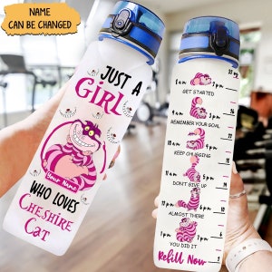 Cheshire Cat Water Bottle, Alice In Wonderland, Custom Cheshire Cat Bottle, Disney Cat Bottle, Fitness Bottle, Disneyland Bottle