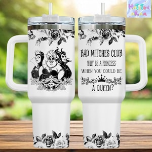 Disney Villains Bad Witches Club Tumbler 40oz, Disney Witches, Insulated Travel Mug Gifts For Villain Fan, Disney Villains Merch