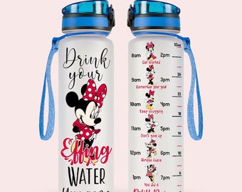 Minnie-Maus-Wasser-Tracker-Flasche, Disney-Minnie-Flasche, Disney-Mausflasche, Mickey-Minnie-Flasche, Geschenk für sie, Disney-Weltflasche