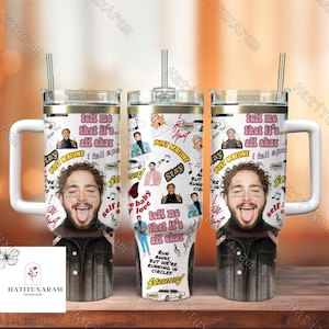 Halloween Post Malone Music 40oz Tumbler, Music Tour 2024 Tumbler, Stainless Steel Tumbler, Country Music Tumbler, Drinkware Tumbler
