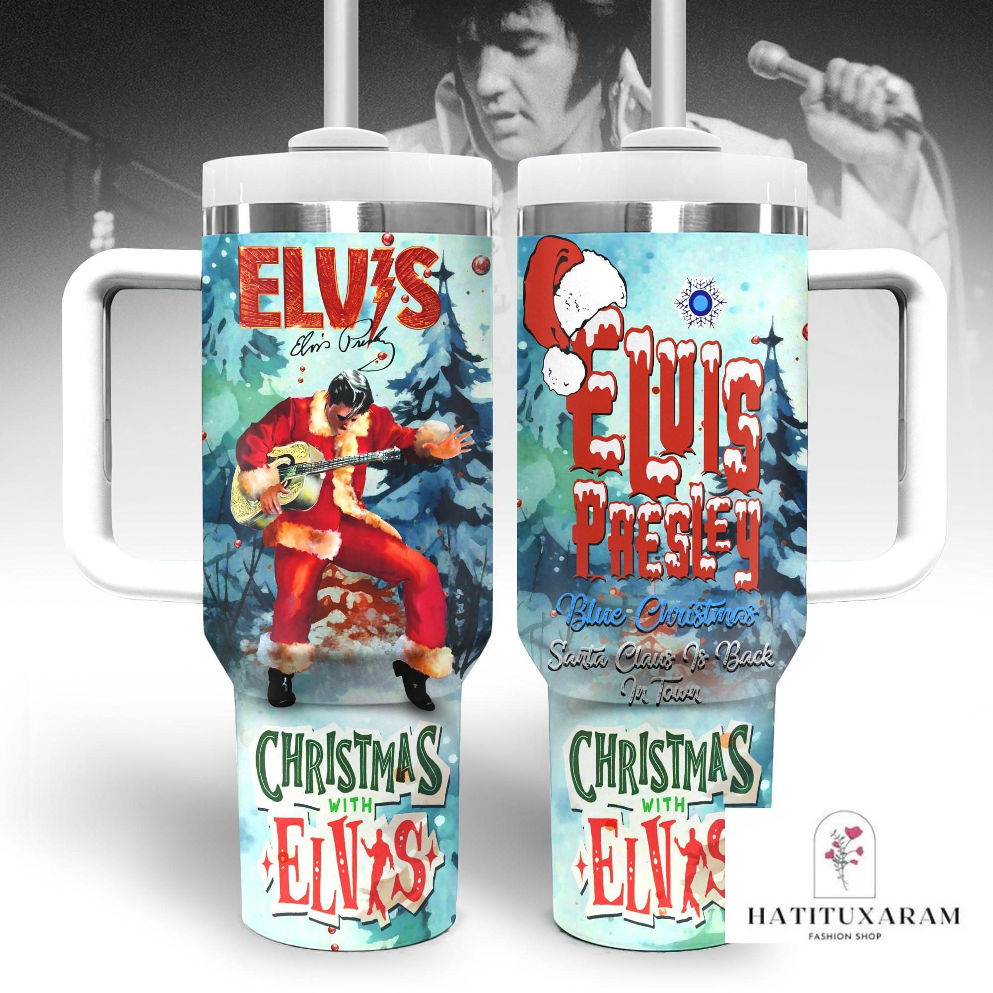 Discover Elvis Presley Christmas Tumbler, Blue Christmas Coffee Tumbler