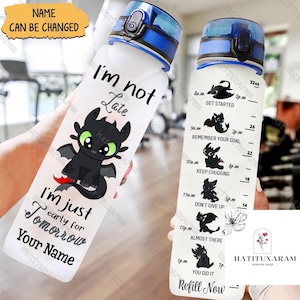 Zahnlose Wasserflasche, Zahnlose Wasserverfolgerflasche, Disney Night Fury Flasche, 32oz Wasserflasche, personalisierte Cartoon Flasche