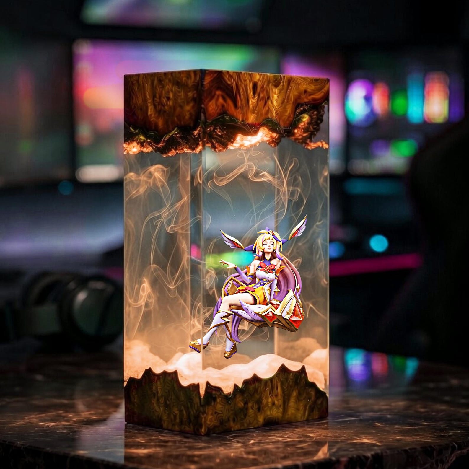 Seraphine Resin Lamp, League of Legends Diorama Night Light, Lol Epoxy Lamp, Gaming Room Decor, Gamer Gift, Handmade Collectible