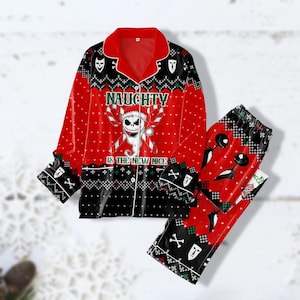 Jack Skellington Christmas Pajamas Set, Nightmare Christmas Pajamas, Button Down Pajamas, Mickey Very Merry Christmas, Pants Pajamas