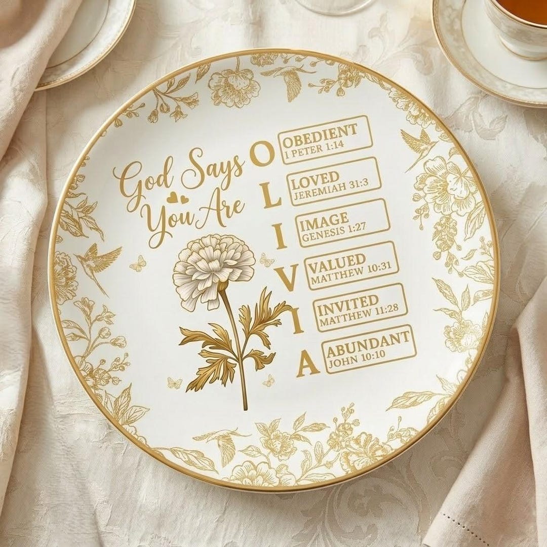 Personalized God Says I Am Name Jewelry Dish Bible Verses, Custom ...
