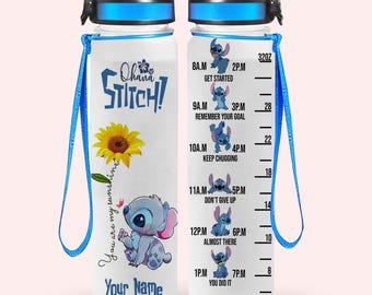 Stitch Water Tracker Bottle, Personalized Bottle, Disney Stitch Bottle, Disney Girl Trip, Disneyland Bottle, Stitch Lilo Cartoon Bottle