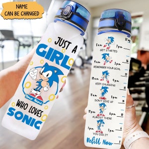 Sonic Water Tracker Bottle, Sonic Water Bottle, Personalized Sonic Bottle, Sonic The Hedgehog Bottle, Cartoon Bottle, Back To School