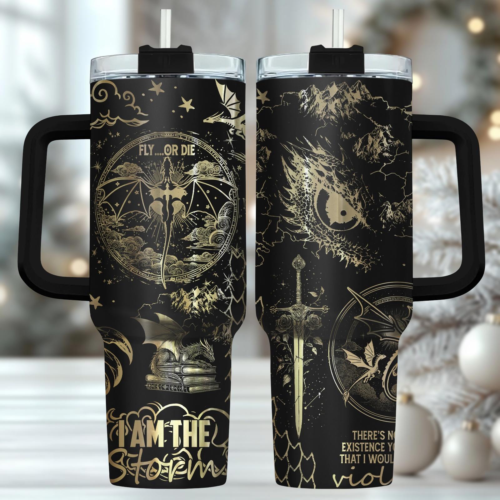 Discover Dragon Fantasy 40oz Tumbler, Dragon Stainless Tumbler,  Mythical Stainless Steel Tumbler With Handle, Epic Gift For Him, Christmas Gift for Her