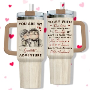 Carl And Ellie Valentine Tumbler, To My Wife Up Movie Tumbler 40oz, Old Husband Gift, Disney Drinkware Tumbler, Mr and Mrs Gift