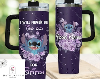 Halloween Stitch Tumbler 40oz, Stitch Coffee Cup, Lilo And Stitch Tumbler With Handle, Personalized Stitch, Stitch Drinkware Tumbler