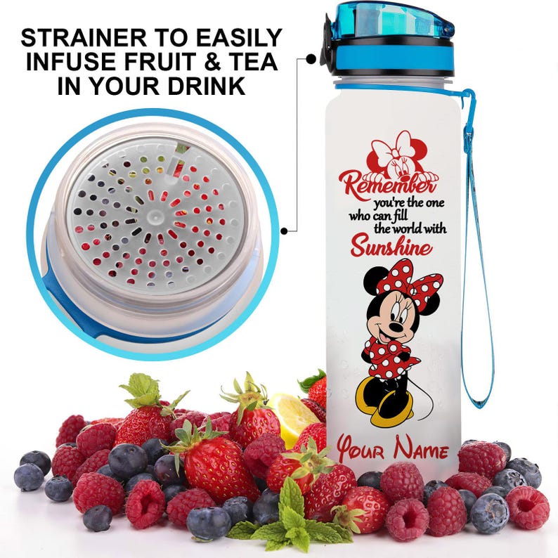 Minnie Mouse Water Tracker Bottle, Disney Minnie Women Bottle 32oz, Personalized Bottle, Disney Girls Bottle, Mickey Water Bottle