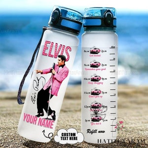 Elvis Presley Water Bottle Tracker, Personalized Elvis Bottle, Gift For Elvis Fans, King Of Rock And Roll, Elvis King Drink Bottle