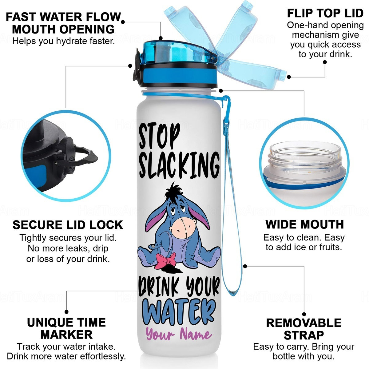 Eeyore Water Track Bottle Cute Eeyore Water Bottle Custom Etsy