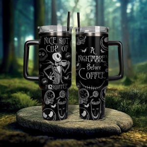 Jack Skellington Nightmare Tumbler, Disney Halloween Engraved Tumbler, Nightmare Before Coffee Christmas 40oz Tumbler, Tumbler Cup