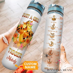 Tigger Winnie The Pooh Bottle, Tigger Water Tracker Bottle, Disney Tigger Water Bottle, Disney Birthday Gift, Custom Name Drink Bottle