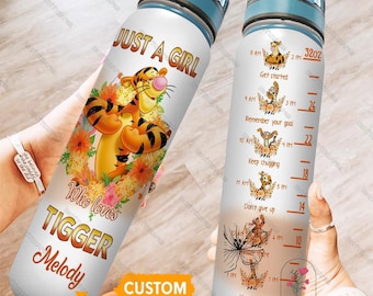 Tigger Winnie The Pooh Bottle, Tigger Water Tracker Bottle, Disney Tigger Water Bottle, Disney Birthday Gift, Custom Name Drink Bottle