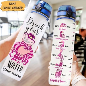 Cheshire Cat Bottle, Cheshire Cat Fitness Bottle, Custom Cat Water Bottle, Alice In Wonderland, Funny Water Bottle