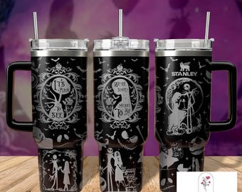 Jack & Sally Nightmare Before Christmas 40oz Tumbler – Glow In The Dark Stainless Steel
