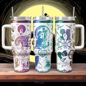 Jack und Sally für immer Becher, Jack Skellington gravierte Becher 40 Unzen, Nightmare Weihnachten Xmas Becher, Her Jack Seine Sally Becher
