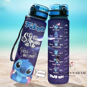 Personalized Stitch Water Bottle, Stitch 32Oz Water Bottle, Stitch Motivational Bottle, Disney Water Bottle, Stitch Drink Bottle