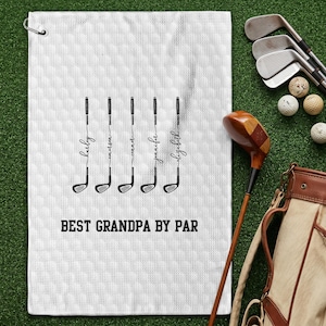 Personalized Best Grandpa By Par Towel For Men, Custom Golf Towel, Grandpa Golf Accessories Gift, Fathers Day Gift, Golfing Papa Towel