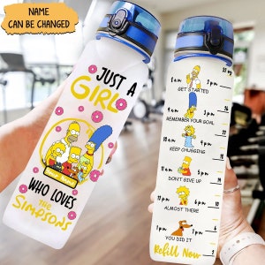 The Simpsons Water Bottle, Personalized Simpsons Bottle, The Simpsons Family Bottle, Lisa Simpson, Marge Simpson, The Simpson Bottle