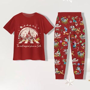 Mickey And Friends Christmas Tshirt, Mickey Women Pajama Pants, Mickey Christmas Shirt, Disney Holiday Pajama, Christmas Family Pj Set