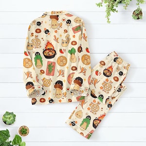 Studio Ghibli Long Thick Pajama Set, Spirited Away Thick Pajamas, Howl Moving Long Pyjama, Family Matching PJs Set, Gift for Anime Wibu