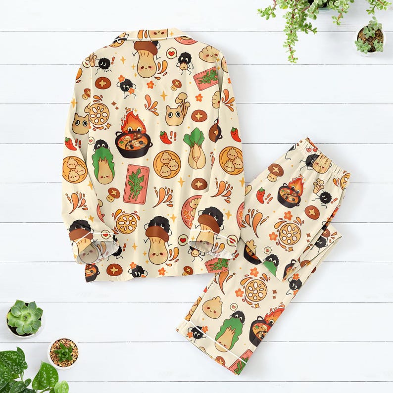 Studio Ghibli Long Thick Pajama Set, Spirited Away Thick Pajamas, Howl Moving Long Pyjama, Family Matching PJs Set, Gift for Anime Wibu