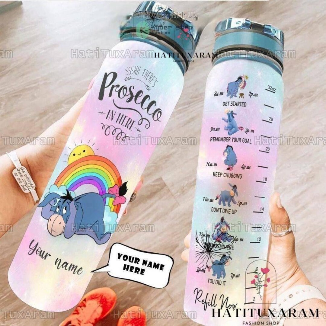 Eeyore Rainbow Water Bottle, Personalized Winnie the Pooh Bottle
