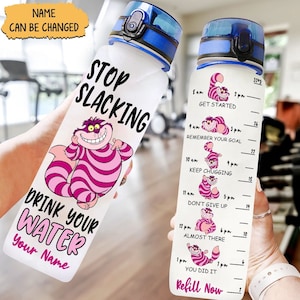 Cheshire Cat Water Bottle, Disney Cat Bottle 32oz, Alice In Wonderland, Personalized Cheshire Cat Bottle, We&#39;re All Mad Here