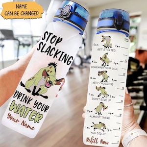 Hyena Water Tracker Bottle, Custom Hyena Lion King Bottle, Drink Your Bottle, Lion King Bottle, 32oz Water Bottle, Disney Water Bottle