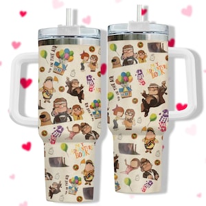 Carl Russel Up Movie Tumbler, Adventure Awaits Rainbow Balloons, Paradise Falls Cup, Disney Pixar Up Tumbler, Disney Anniversary Gift