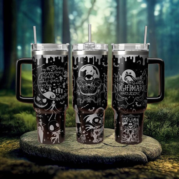 Jack Skellington Tumbler, Jack Sally 40oz Engraved Tumbler