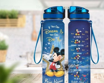 Mickey Disney Water Bottle, Mickey 32oz Water Tracker Bottle, Custom Name Mickey Bottle, Mickey Drink Bottle, Disneyland