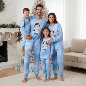 Princess Family Pajamas, Snow Long Pajamas, Blue Wish Long Tee & Pants PJs, Family Matching Pajamas Set, Family Sleepwear Gift