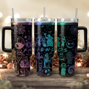 Friends Nightmare Weihnachten 40 Unzen Becher, Halloween graviert Becher 40 Unzen, Süßes oder Saures, Jack Skellington Becher, Halloween Spooky